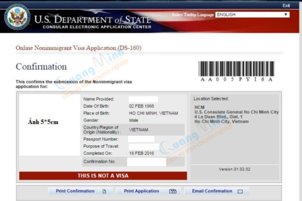 Khai báo DS 160 xin visa mỹ - quang minh visa